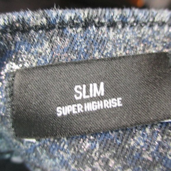 Express Super High Waisted Metallic Dark Wash Slim Jeans Stylish Size 6 $80 - Picture 9 of 9